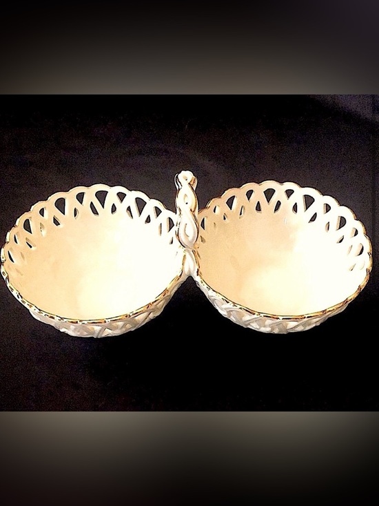 LENOX GIFTWARE Other - “Lenox Giftware” Double Basket Weave Design Bowls with Center Handle.